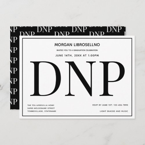 Typography Black White DNP Graduation Party Invitation