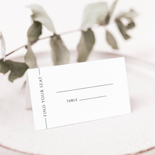 Typography Black White Folded Wedding Place Card (Creator Uploaded)