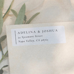 Typography Black & White Wedding Return Address Label