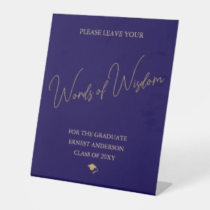 Typography Blue Graduate Graduation Pedestal Sign