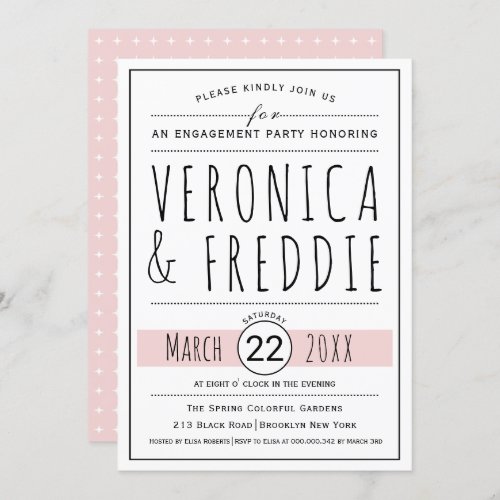 Typography blush pink wedding engagement party invitation