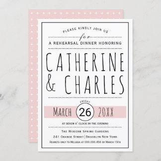 Typography blush pink wedding rehearsal dinner invitation