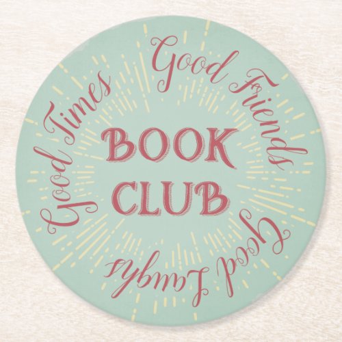 Typography Book Club Round Paper Coaster