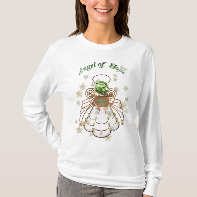 Typography Bronze Christmas Angel of Hope & Stars T-Shirt (Front)