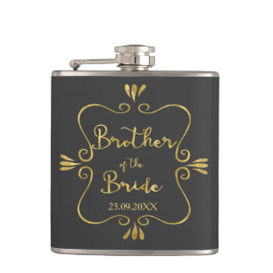 Typography Brother of the Bride Funny Flask