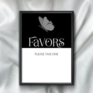 Typography Butterfly favors please take one Poster