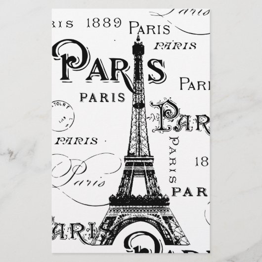 Typography Calligraphy Paris France Eiffel Tower (Front)