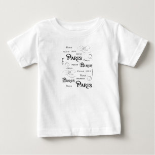 Typography Calligraphy Paris France Eiffel Tower Baby T-Shirt