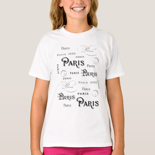 Typography Calligraphy Paris France Eiffel Tower Baby T-Shirt (Front)