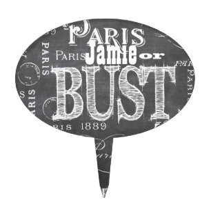 Typography Calligraphy Paris France Eiffel Tower Cake Topper