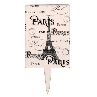 Typography Calligraphy Paris France Eiffel Tower Cake Topper