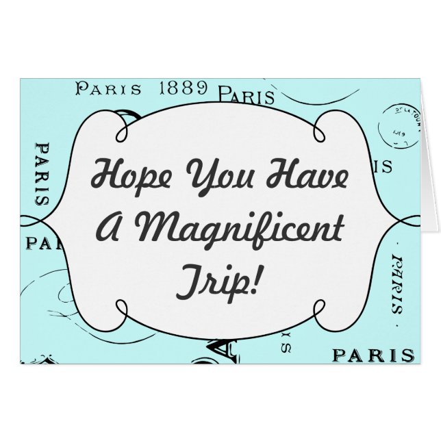 Typography Calligraphy Paris France Eiffel Tower Cards (Front Horizontal)