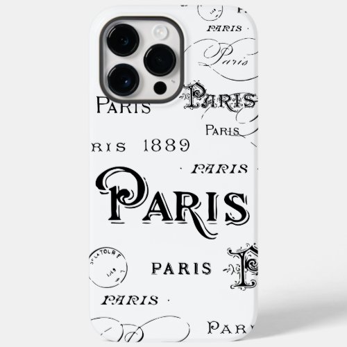 Typography Calligraphy Paris France Eiffel Tower Case_Mate iPhone 14 Pro Max Case