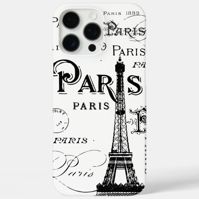 Typography Calligraphy Paris France Eiffel Tower Case-Mate iPhone Case (Back)