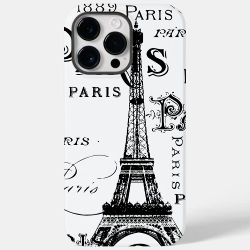 Typography Calligraphy Paris France Eiffel Tower Case_Mate iPhone 14 Pro Max Case