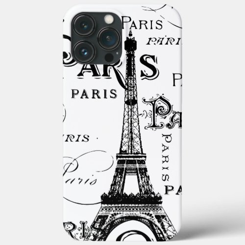 Typography Calligraphy Paris France Eiffel Tower iPhone 13 Pro Max Case