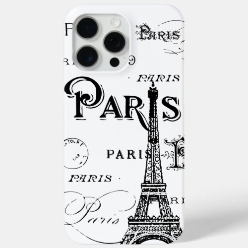 Typography Calligraphy Paris France Eiffel Tower iPhone 15 Pro Max Case