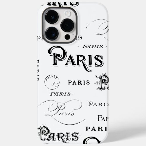 Typography Calligraphy Paris France Eiffel Tower Case_Mate iPhone 14 Pro Max Case