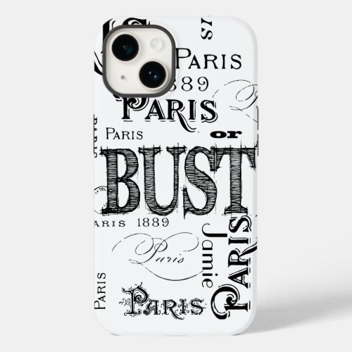 Typography Calligraphy Paris France Eiffel Tower Case_Mate iPhone 14 Case