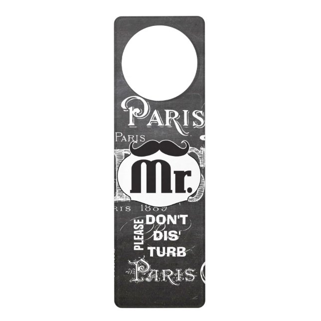 Typography Calligraphy Paris France Eiffel Tower Door Hanger (Front)