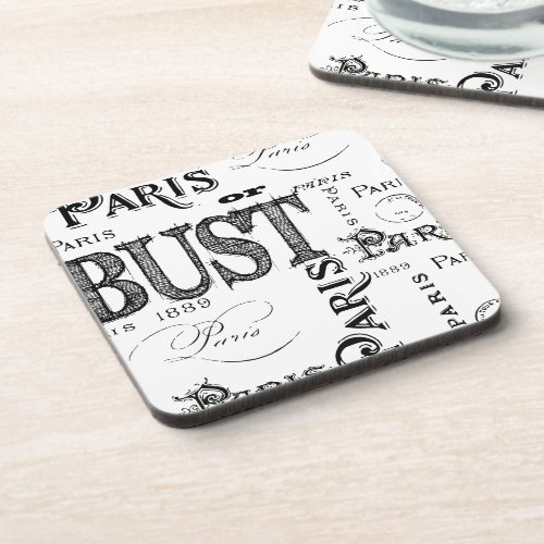 Typography Calligraphy Paris France Eiffel Tower Drink Coaster