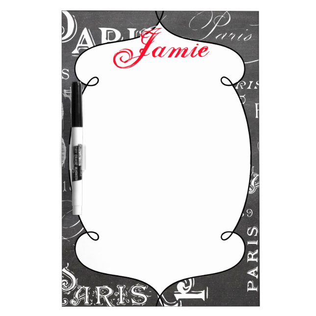 Typography Calligraphy Paris France Eiffel Tower Dry-Erase Board (Front)