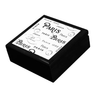 Typography Calligraphy Paris France Eiffel Tower Jewelry Box