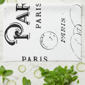 Typography Calligraphy Paris France Eiffel Tower Kitchen Towel