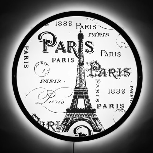 Typography Calligraphy Paris France Eiffel Tower LED Sign