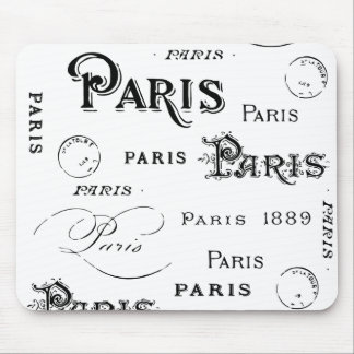 Typography Calligraphy Paris France Eiffel Tower Mouse Pad