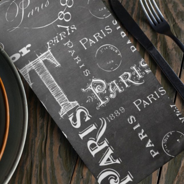 Typography Calligraphy Paris France Eiffel Tower Napkin (Creator Uploaded)