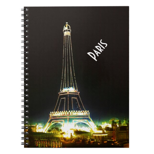 Typography Calligraphy Paris France Eiffel Tower Notebook (Front)