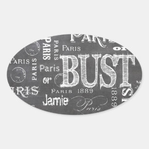 Typography Calligraphy Paris France Eiffel Tower Oval Sticker