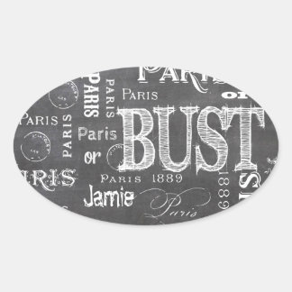 Typography Calligraphy Paris France Eiffel Tower Oval Sticker