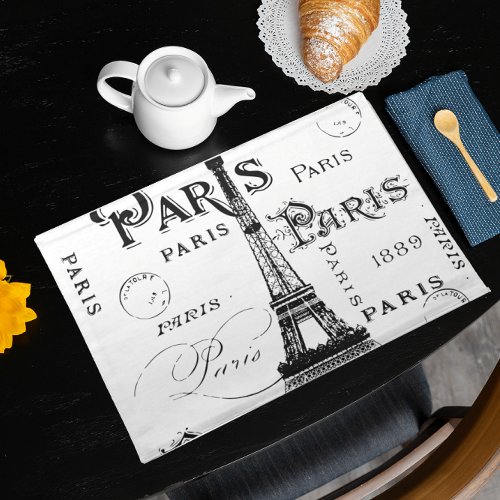 Typography Calligraphy Paris France Eiffel Tower Placemat