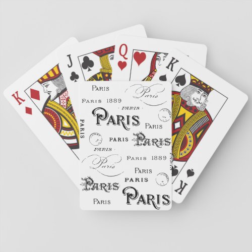 Typography Calligraphy Paris France Eiffel Tower Poker Cards