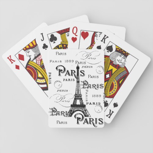 Typography Calligraphy Paris France Eiffel Tower Poker Cards