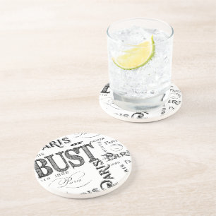 Typography Calligraphy Paris France Eiffel Tower Sandstone Coaster