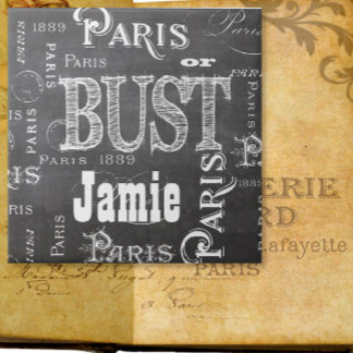 Typography Calligraphy Paris France Eiffel Tower Tile