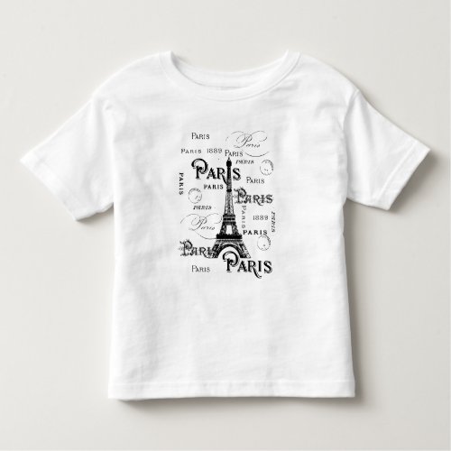 Typography Calligraphy Paris France Eiffel Tower Toddler T_shirt