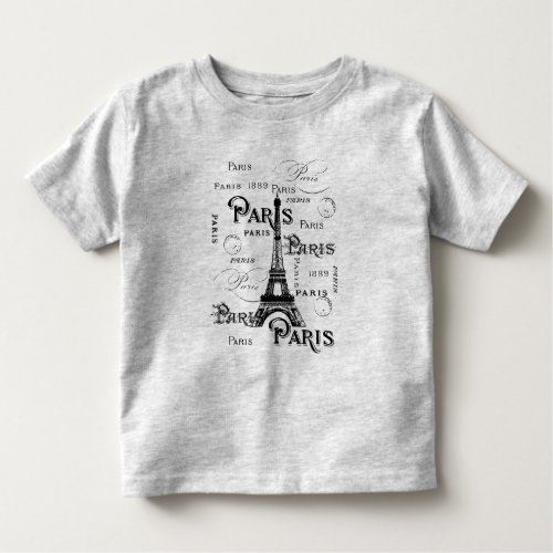 Typography Calligraphy Paris France Eiffel Tower Toddler T_shirt