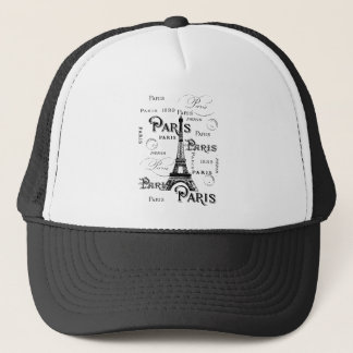 Typography Calligraphy Paris France Eiffel Tower Trucker Hat