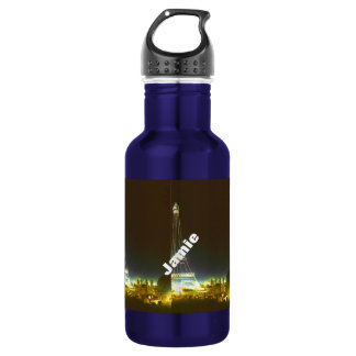 Typography Calligraphy Paris France Eiffel Tower Water Bottle