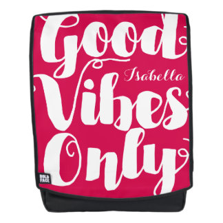 Typography Calligraphy Pink Good Vibes Only Backpack