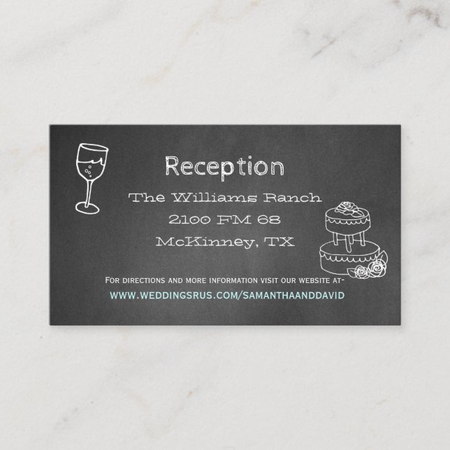 Typography Chalk Board Wedding Reception Card (Front)