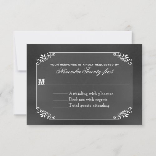 Typography Chalk Board Wedding RSVP Card