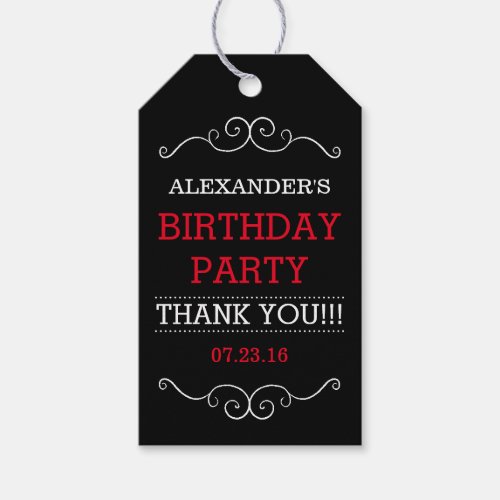 Typography Chalkboard Birthday Party Guest Favor Gift Tags