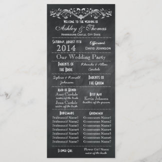 Typography Chalkboard Wedding Programs 2 Maids Hon