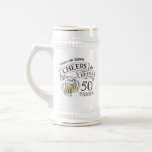 Typography Cheers And Beers Any Age Birthday Beer Stein<br><div class="desc">Stylish cheers and beers to 50 years typography design in black,  yellow and white,  custom it with your own text,  fun and unique,  great for any age adult birthday party for men,  or anniversary party for any occasion.</div>