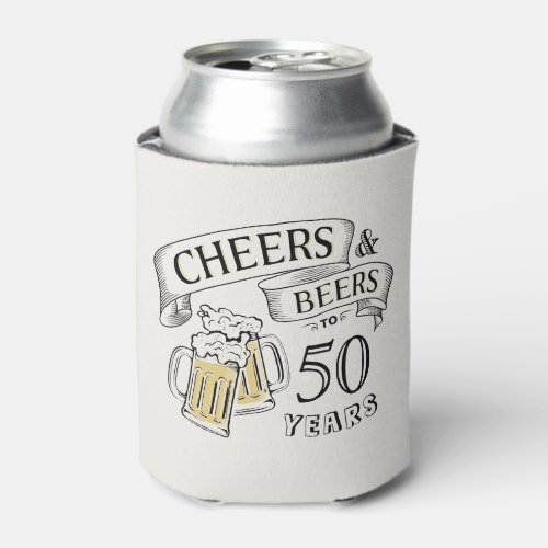 Typography Cheers And Beers Any Age Birthday Can Cooler